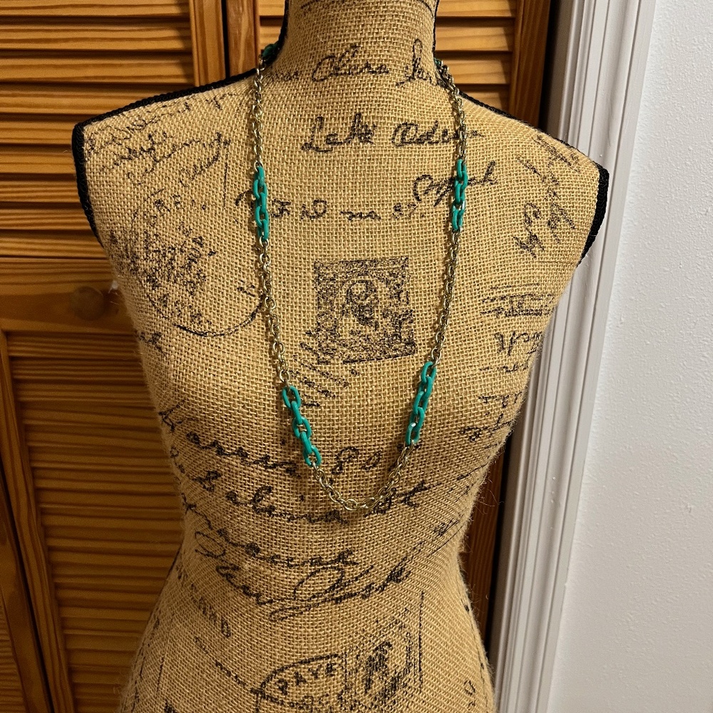 J.Crew Gold Colored and Turquoise Necklace